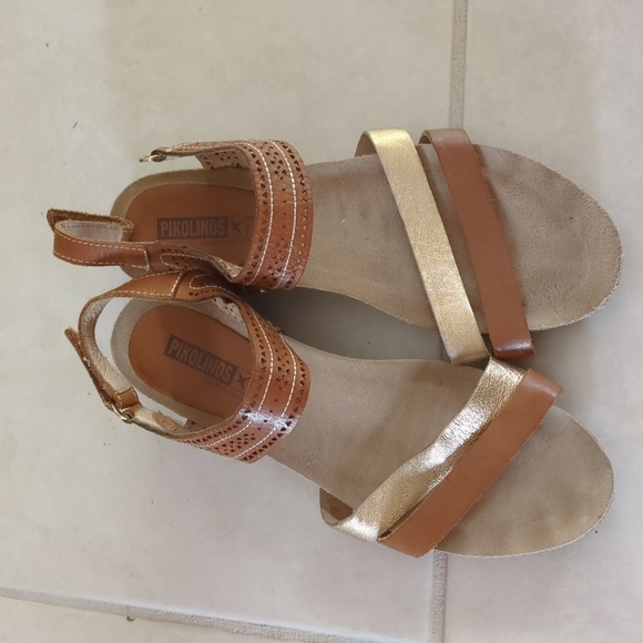 Pikolinos Rennes Wedge Sandals Slingback leather cork sandals - Picture 1 of 7